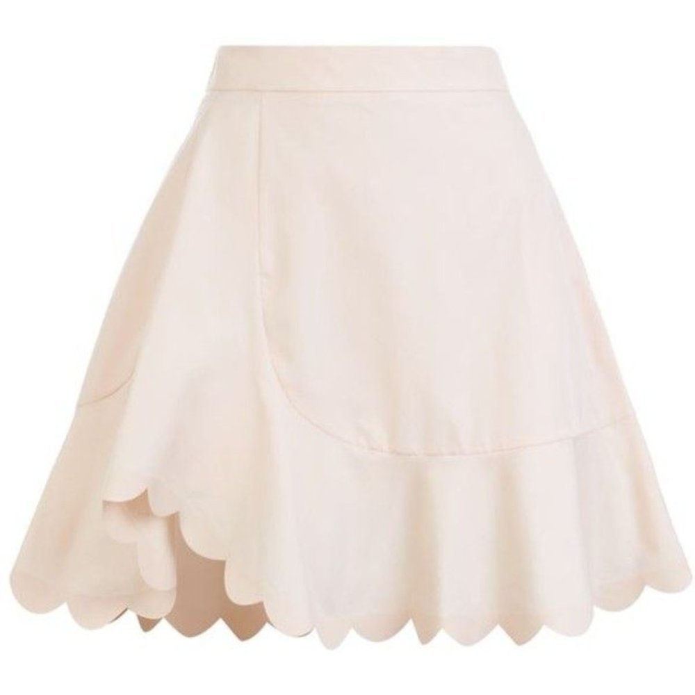 SEE By Chloe Scalloped Cotton-poplin Mini Skirt